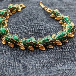Green Gold Frog Tennis Bracelet